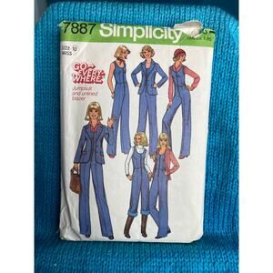 Simplicity 7887 Sewing pattern Jumpsuit wide leg blazer 1970s size 10